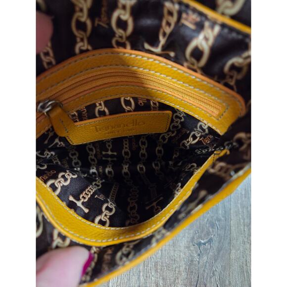 Tignanello Small Genuine Leather Crossbody Purse Autumn Fall Colors Gold Yellow - Picture 4 of 5